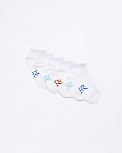 boys white Ribbed trainer socks 5 pack