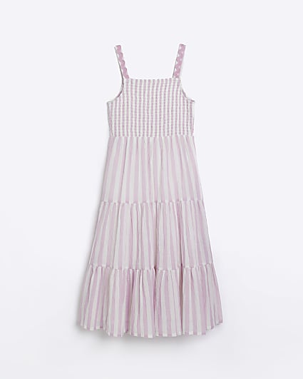 Girls pink Stripe tiered Maxi Dress