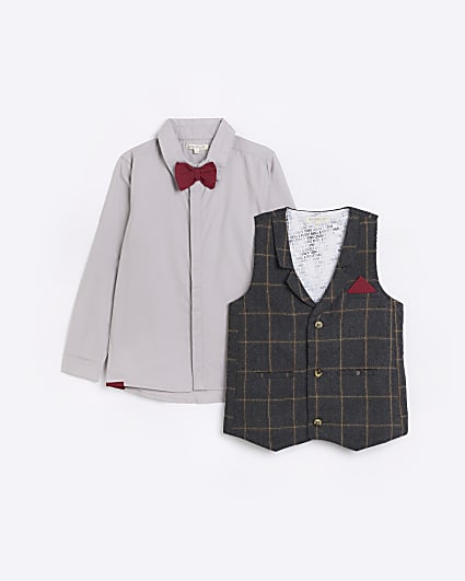 Boys Grey Angel & Rocket Waistcoat Set