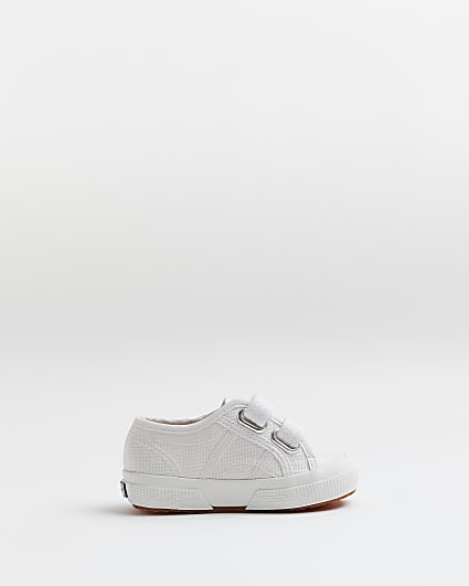 Mini girls white superga velcro shoes