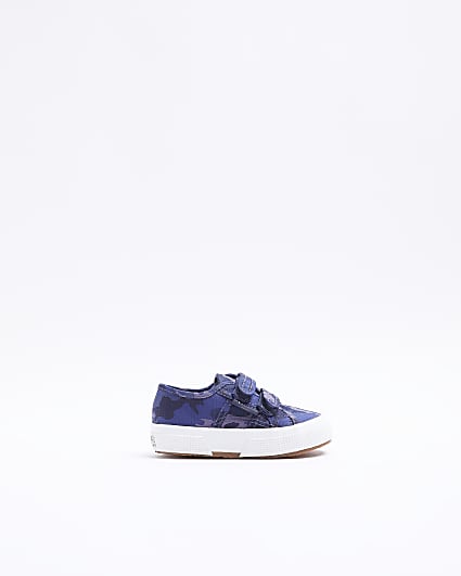 Mini Boys Blue Camo Print Superga Trainers