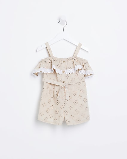 Mini girls stone broderie playsuit