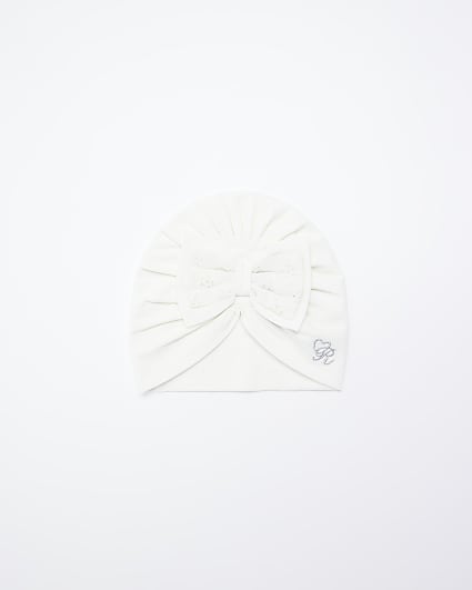 Baby girls Cream Broderie Bow Turban