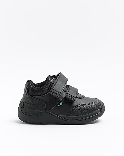 Boys black Kickers velcro strap shoes