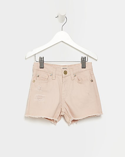 Mini girls pink mom denim shorts