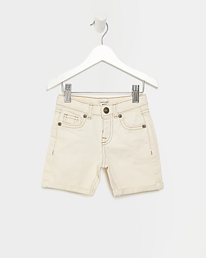 Mini boys Cream denim shorts