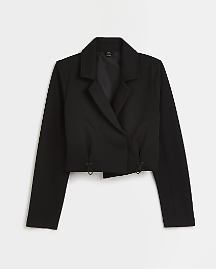 Girls black cropped blazer