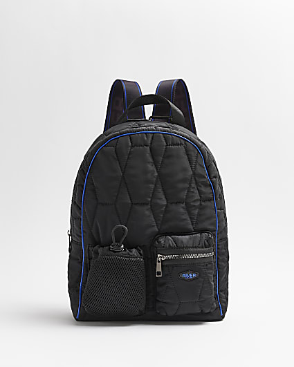 Boys black nylon quilted backpack