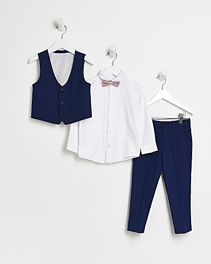 Mini boys Blue 3 piece Suit Set