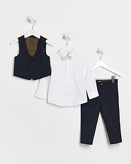 Mini boys navy 3 piece suit set