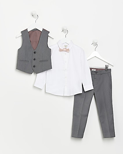 Mini boys grey 4 piece suit set