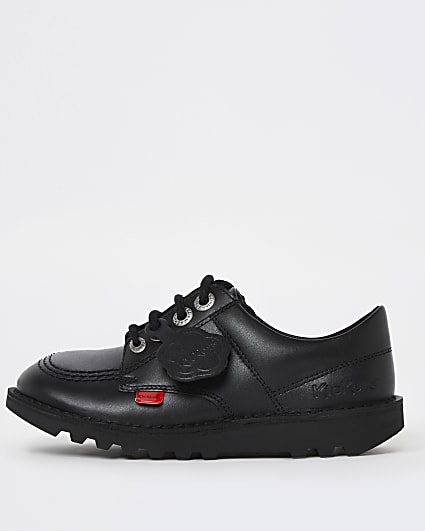 Girls black Kickers leather lace up shoes