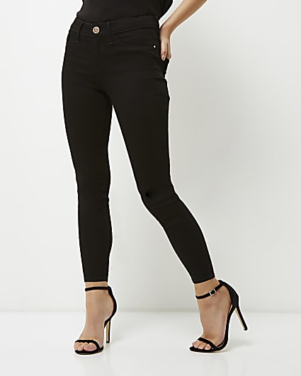 Petite Black Molly mid rise skinny jeans