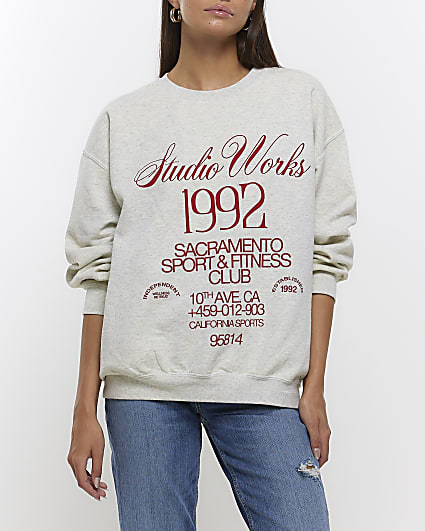 Beige graphic print sweatshirt