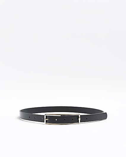 Black slim buckle belt