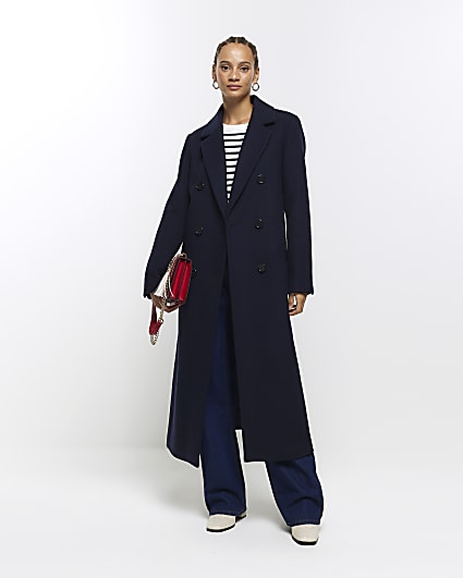 Navy longline overcoat