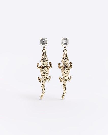 Gold Crocodile Earrings