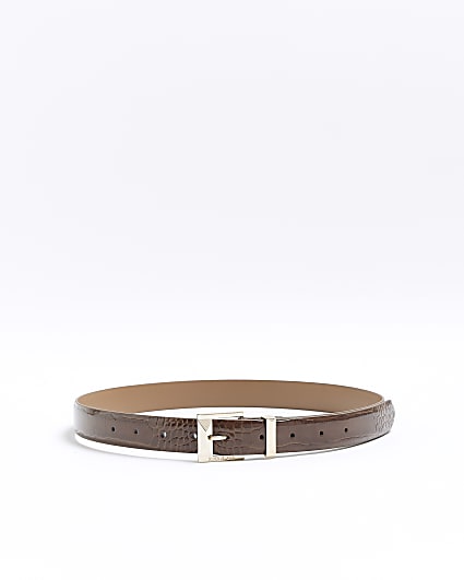 Brown croc embossed belt