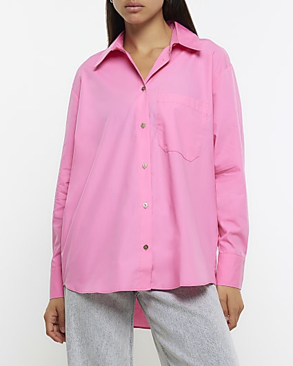 Pink poplin oversized shirt