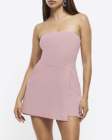 Pink bandeau skort playsuit