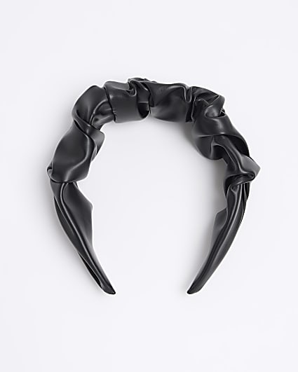 Black leopard print padded headband