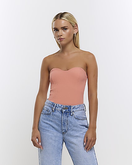 Petite coral bandeau top