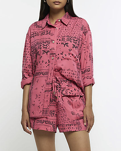 Pink print long sleeve shirt