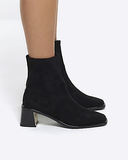 Black block heel ankle boots