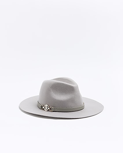 Grey wool blend fedora hat