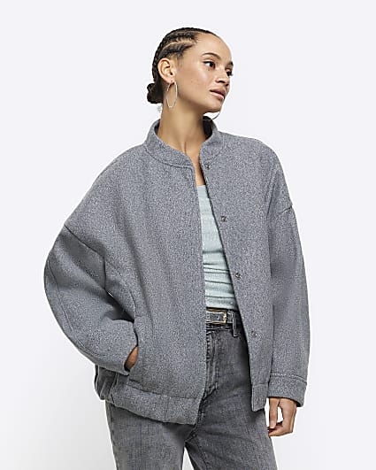 Grey oversized bomber jacket