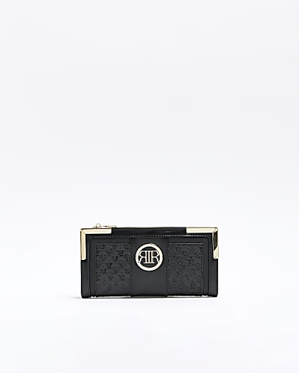 Black patent embossed RI hardware purse