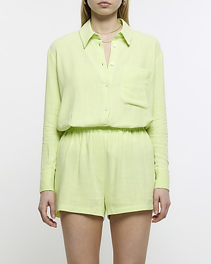 Lime green linen shorts