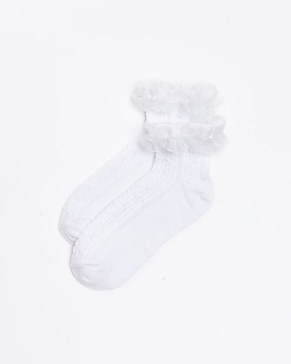 White frill ankle socks