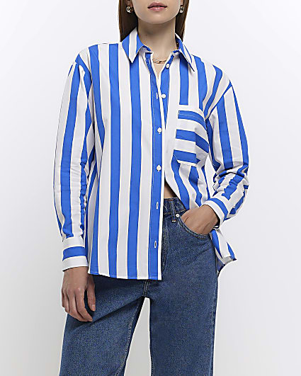 Blue poplin stripe shirt