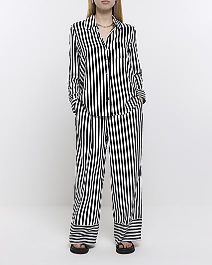 Black stripe wide leg trousers