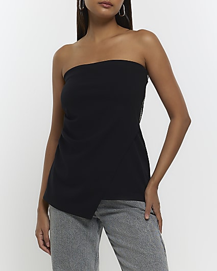 Black bandeau asymmetric top