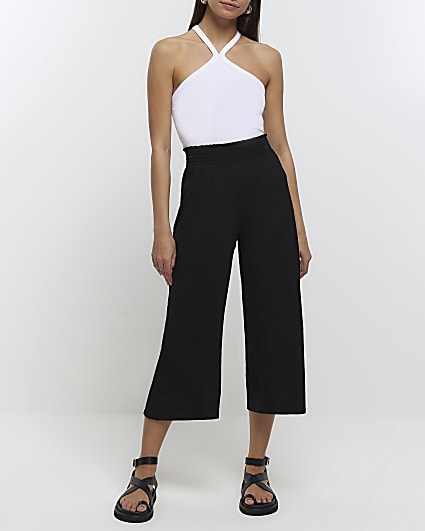 Black wide leg trousers