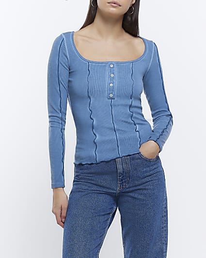 Blue long sleeve top