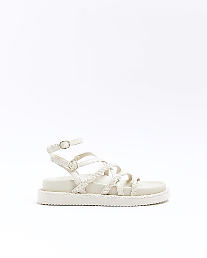 Beige rope flatform sandals