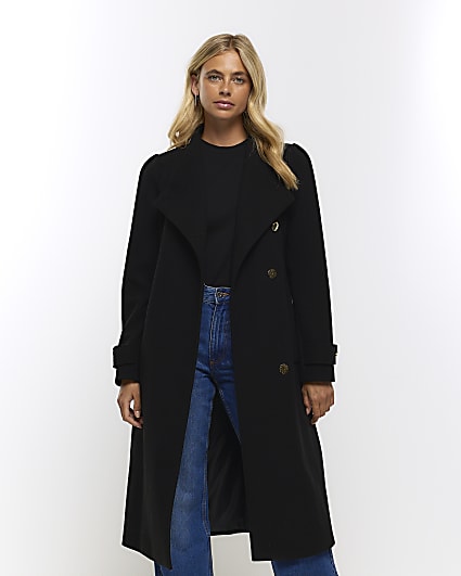 Black belted wrap coat