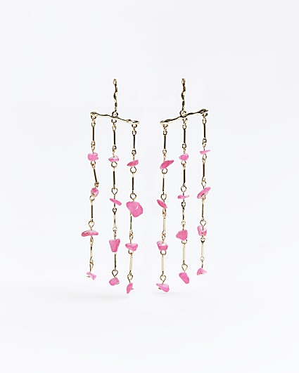 Pink stone drop earrings