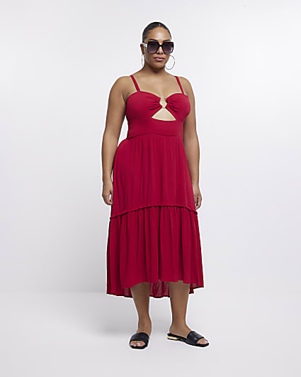 Plus red cut out maxi dress