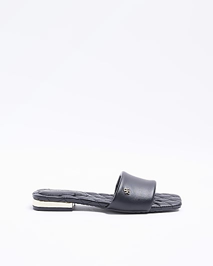 Black wide fit padded flat sandals