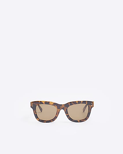 Brown leopard print square sunglasses