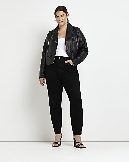 Plus black high waisted mom jeans