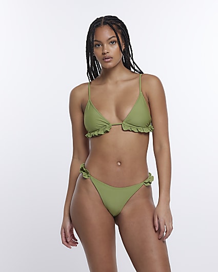 Green frill bikini bottoms