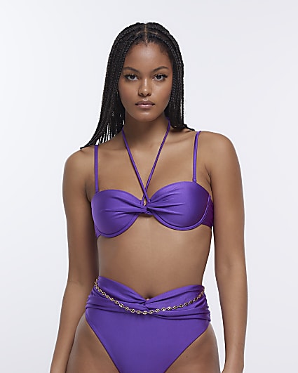 Purple balconette bikini top