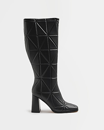 Black Padded High Leg heeled Boots