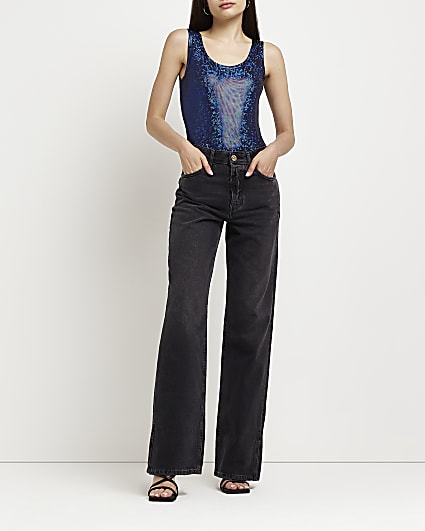Navy holographic bodysuit