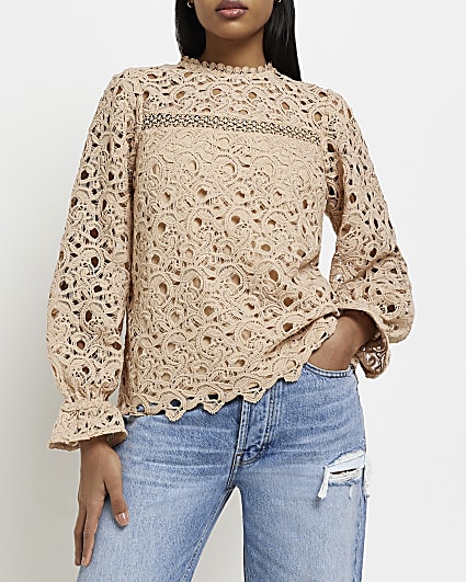 Beige lace blouse